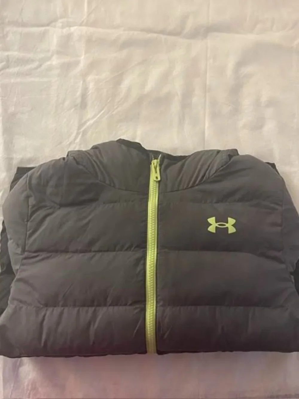 Under Armour Boys ColdGear Storm Hooded Puffer Jacket Gray/Green/Black Size YM